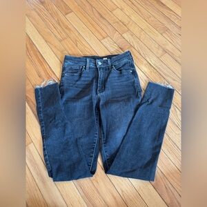 Levi’s High-Rise Black Ankle Jeans with Raw Hem